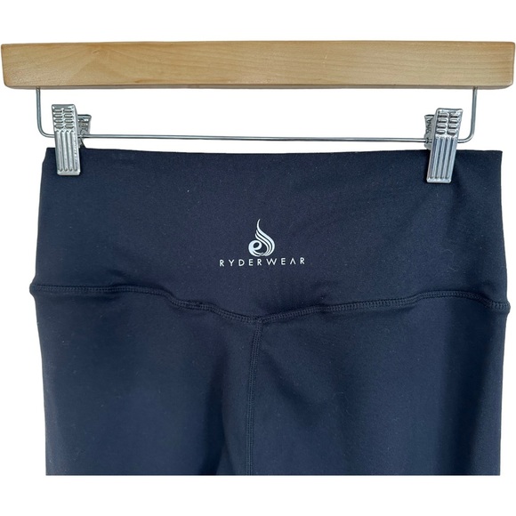 Ryderwear Black Crop Leggings Wide Crossover Waistband Size Large - Picture 5 of 10